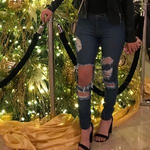 Fashion nova mid waist ripped jeans